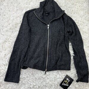 Art Class Girls Sz S 6/6x Soft Rib Zip Long Sleeve Knit High Neck Sweater Black